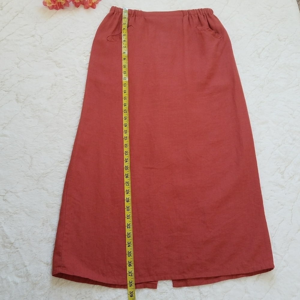 FLAX LINEN MIDI SKIRT - Picture 3 of 6